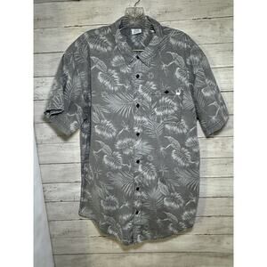 DC Shoes Floral Hawaiian Shirt Floral Button Up Mens XL Short Sleeve Gray